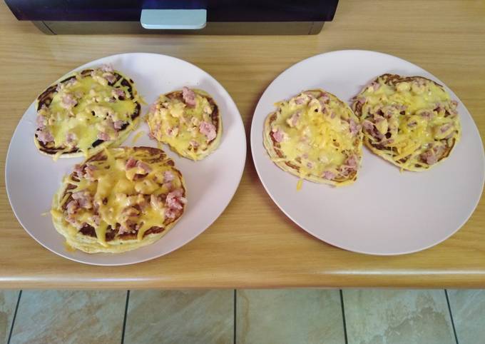 Recipe of Homemade Flap-Jack&#39;s with minced bacon topped with melted cheese 😋😋