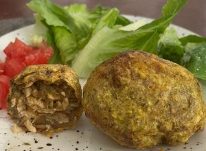 Una foto de Canastitas de Plátano Verde Rellenas de Pollo