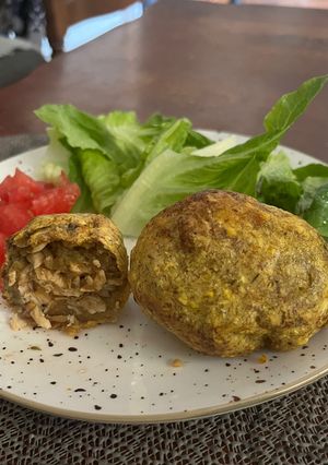 Una foto de Canastitas de Plátano Verde Rellenas de Pollo