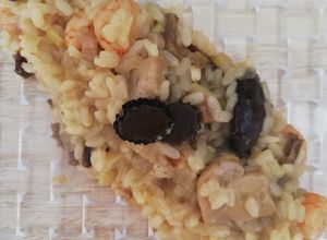 Una foto de Risotto de setas y gambitas