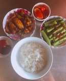 Cơm 1 Người #7 - Cánh gà chiên giòn cay + Đậu bắp sốt tương cay