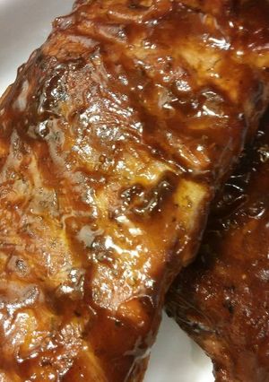 A picture of Slow cooked baby back ribs.
