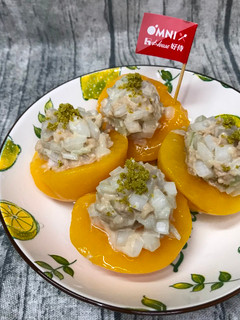 咖哩蜜桃新鮪魚塔(Vegan pêches au thon) 的食譜成品照片