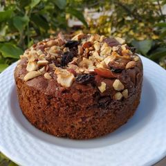 A picture of Whole wheat jaggery plum cake.