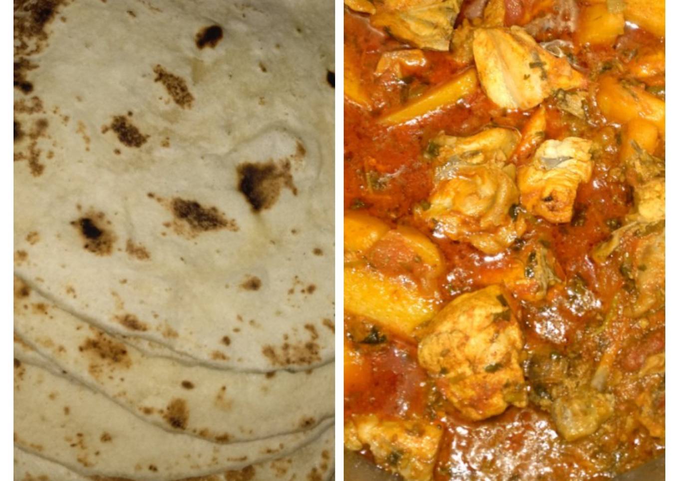 Naan with chicken curry