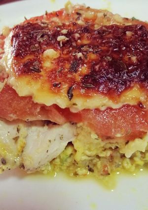 Una foto de Pastel de verduras y pollo