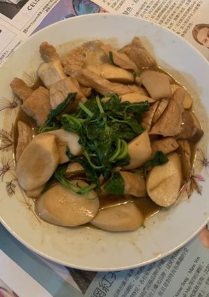 三杯松阪豬杏鮑菇 的食譜成品照片