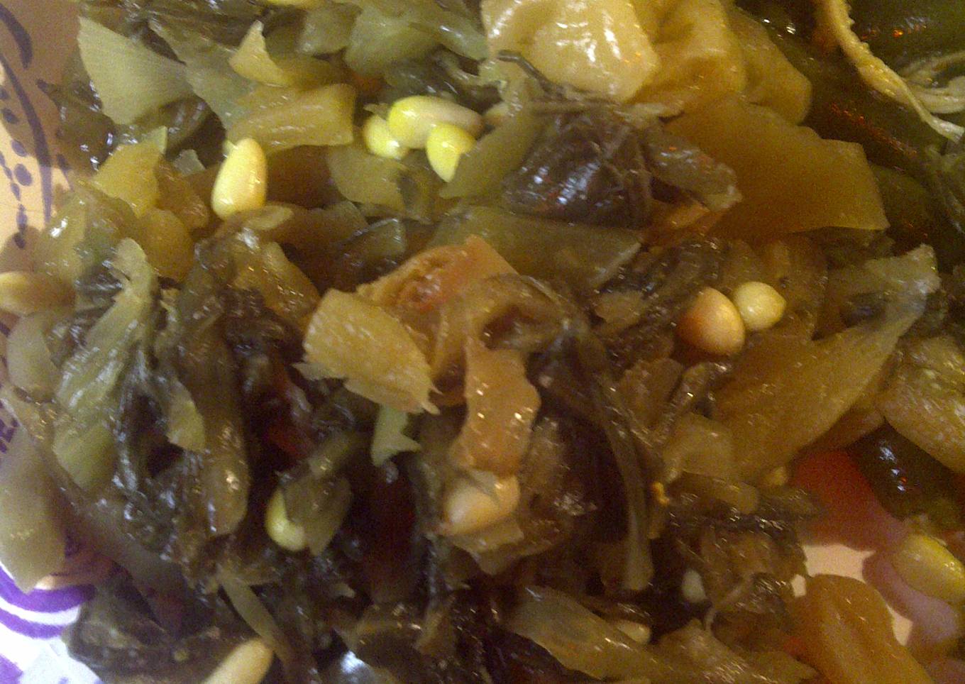 Mustards and pine nuts