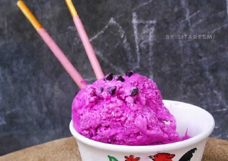 Cara Gampang Membuat Es Krim Naga Ungu Anti Gagal