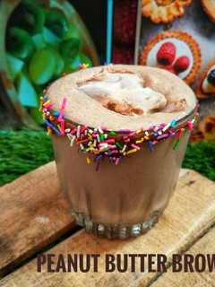 A picture of Peanut butter brownie shake.