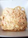My Crab Alfredo with spaghetti (had no linguine pasta) 😉