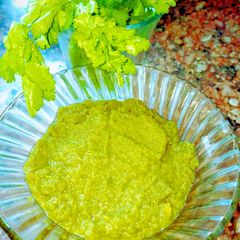 A picture of Hare dhaniya ki chutney.