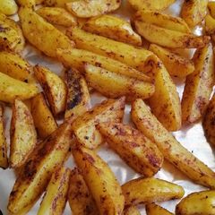 A picture of BAKED FRIES/WEDGES/POTATOES😋 #themechallenge.