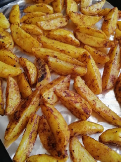 A picture of BAKED FRIES/WEDGES/POTATOES😋 #themechallenge.