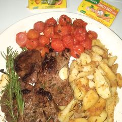A picture of Steak with wedges#endofyearchallenge.