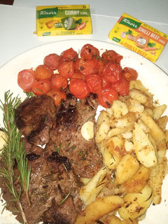 A picture of Steak with wedges#endofyearchallenge.