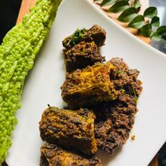 A picture of Stuffed Karela Andhra style.