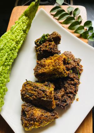 A picture of Stuffed Karela Andhra style.