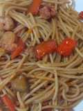 Espaguetis con salsa de soja