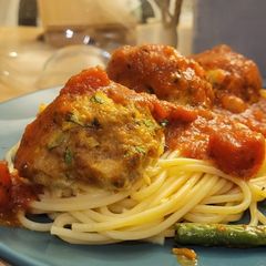 A picture of Turkey and sausage meatballs.
