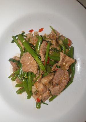 รูปของ ผัดผักบุ้งหมูชิ้น คีโต