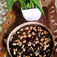 A picture of No egg chocolate fudge cake.