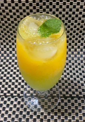 A picture of Tropical drink with tropical fruits.