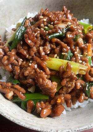 A picture of Hoisin Sauce Beef Mince Rice Bowl.