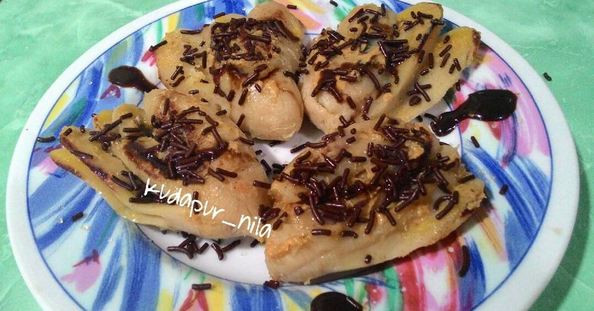 pisang rebus panggang coklat