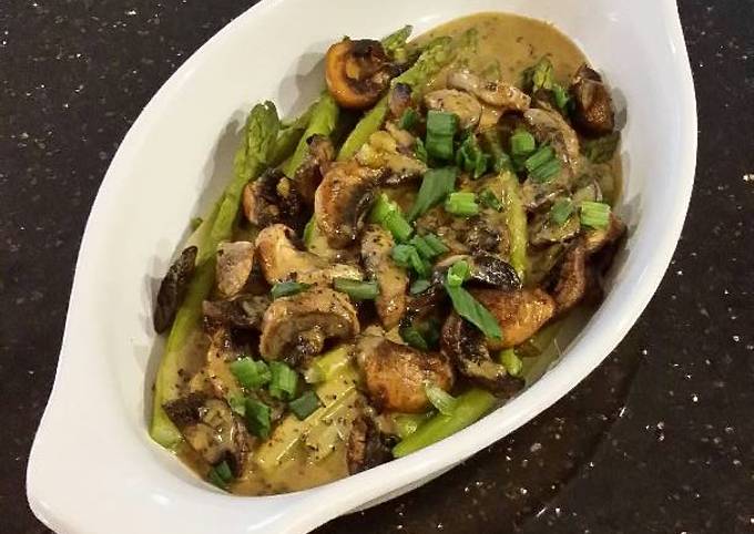 Recipe of Any-night-of-the-week Asparagus and Mushrooms with Lemon Butter Sauce