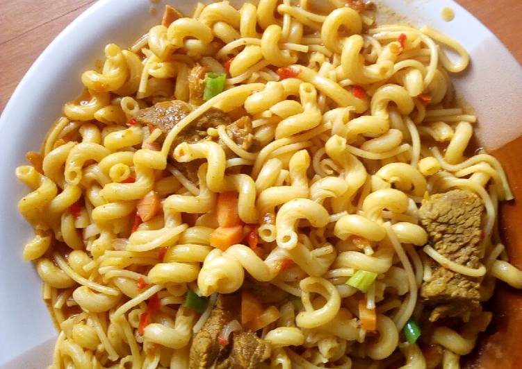 Steps to Make Homemade Macaroni and spaghetti jollof