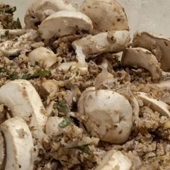 A picture of Raw mushroom salad gremolata.