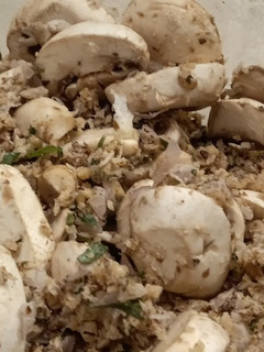 A picture of Raw mushroom salad gremolata.
