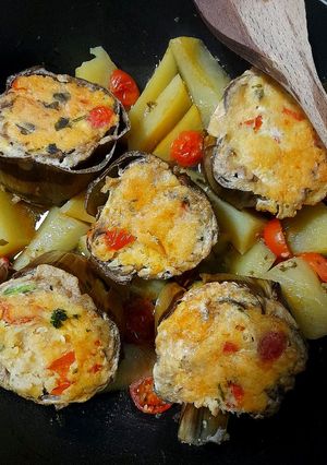 Foto di Carciofi ripieni in padella senza carne