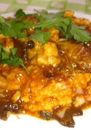 Una foto de Polenta con salchichas españolas muy fácil