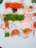 Super healthy tricolor vegetable salad with national flag Tiranga