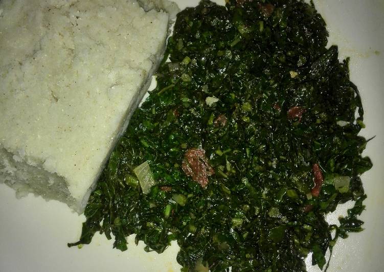 Fried kales served with Ugali