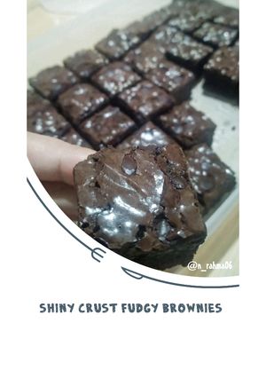 Foto resep Shiny Crust Fudgy Brownies (Oven Tangkring)
