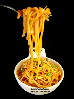 A picture of Vegetable Spaghetti Indian Street Style.