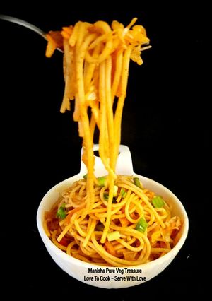 A picture of Vegetable Spaghetti Indian Street Style.