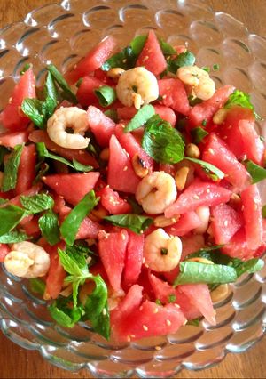 Hình của món Salat dưa hấu tôm.