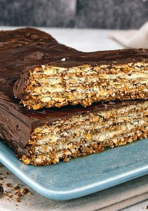 Una foto de Turrón de avena casero con ganache de chocolate
