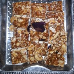 Dry fruit chikki using jaggery A picture of Dry fruit chikki using jaggery.