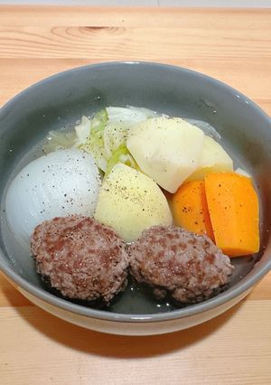 A picture of Hearty Soup with Meatballs Pot-au-feu.