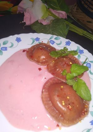 A picture of Beetroots ravioli.