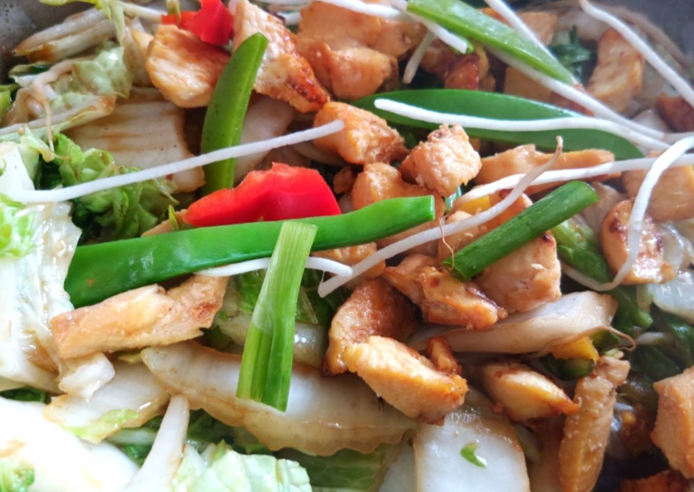 Filete de pollo salteado con verduras chinas 🌿🌳