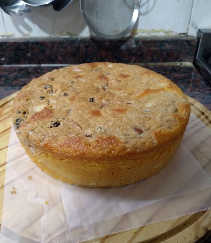 Una foto de Budín de mandarinas crumble de frutos secos