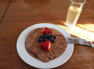 Una foto de Panqueques de avena y proteína de chocolate