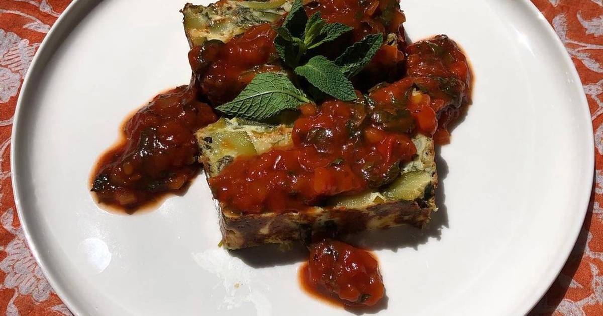 Terrine de courgettes fêta et son coulis de tomates à la menthe 🍅 de