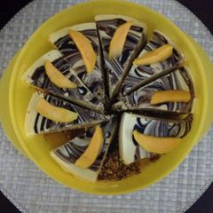 A picture of Mango Marble Cheese cake.
